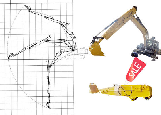Qualität  12M Excavator Telescopic Long Arm Extended Boom For Cat Hitachi Komatsu usine
