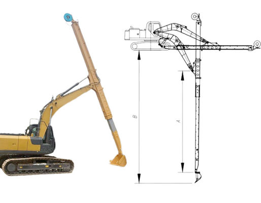 Cat Hitachi Bagger Teleskoparm zum Graben Haus Fundament tiefer graben