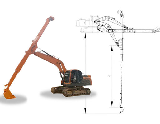 Teleskoparm für Bagger mit Teleskopbaum und Standardbehälter zum Graben